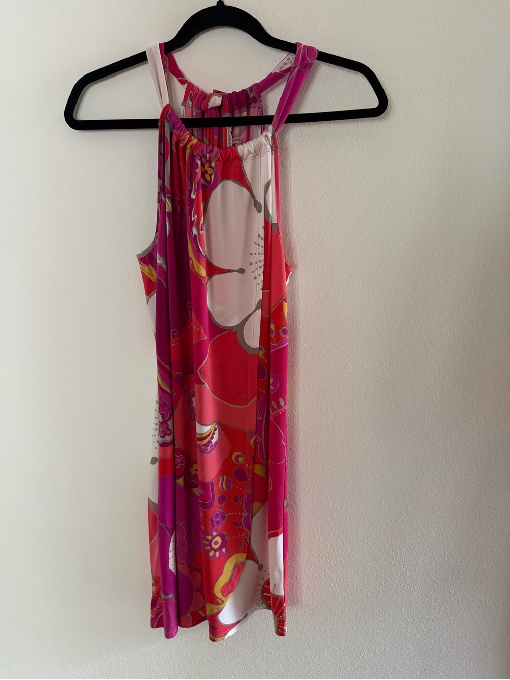 Trina Turk Pink Floral Abstract Halter Shift Dress Sz S Resort Vacation Cover Up